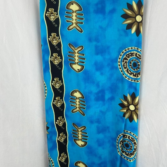 Tropic Threads Midi Beach Dress Women XL Blue Tribal Print Fish Vacation Hawaii - Picture 4 of 9